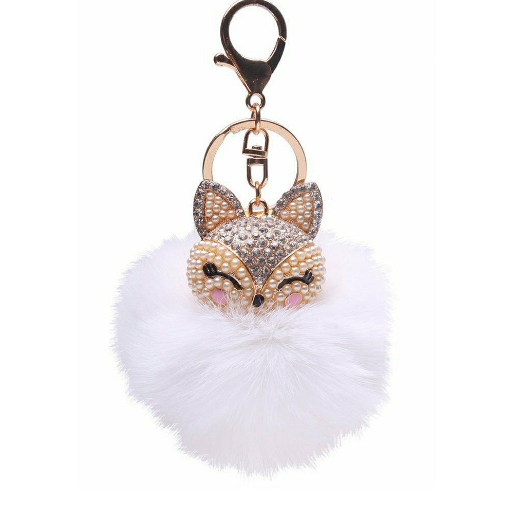 KITTY White Fur Ball Key Chain, Purse Charm Just ADORBS!